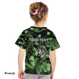 Personalised Maori Romantic Valentine Kid T Shirt The Hongi Kiss Green Galaxy DT05