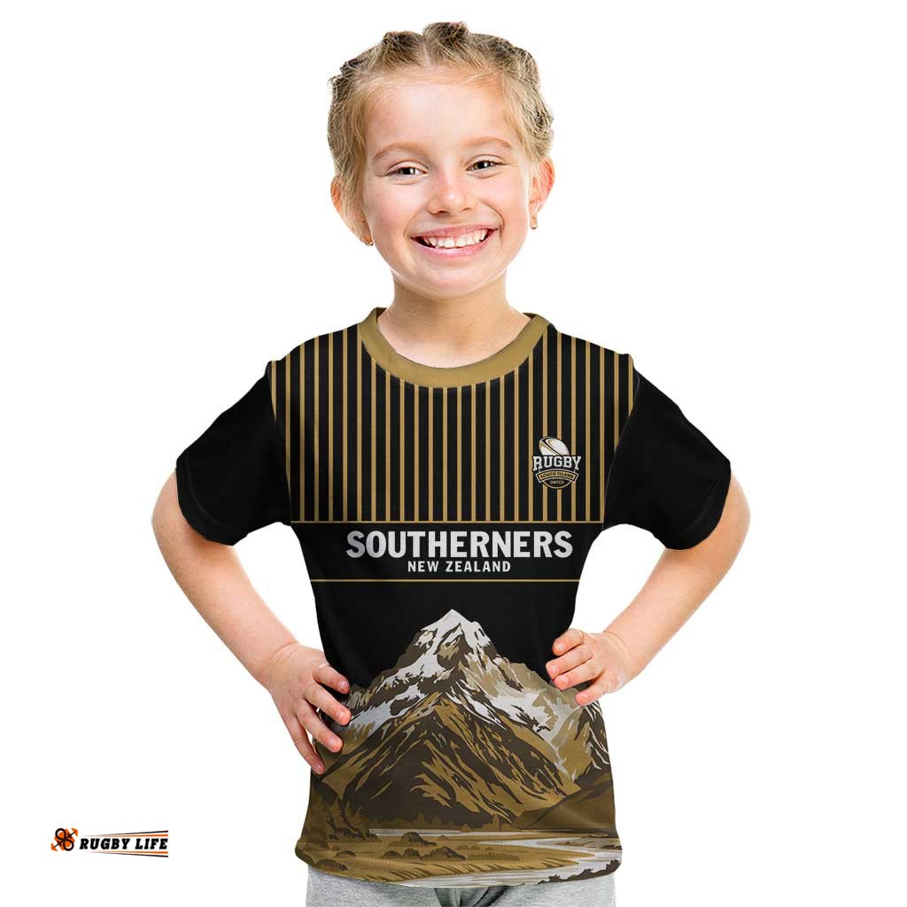 Custom Oceania Football NZ South Island Kid T Shirt Minimal Mount Cook Silhouette LT9