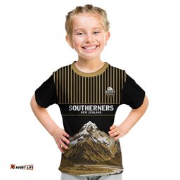 Custom Oceania Football NZ South Island Kid T Shirt Minimal Mount Cook Silhouette LT9