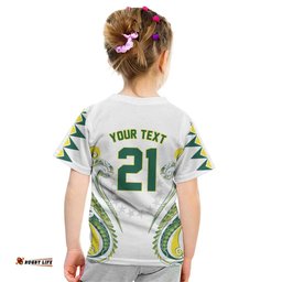 Custom Rugby Cook Islands Avaiki Kid T Shirt White Kuki Airani Tribal Maori Inspired LT9
