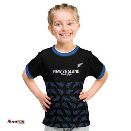 New Zealand Silver Fern Cricket Custom Kid T Shirt Black Cap T20 Version LT14