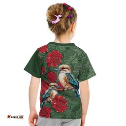 Kokaburra and Waratah Kid T Shirt Aboriginal Art LT9