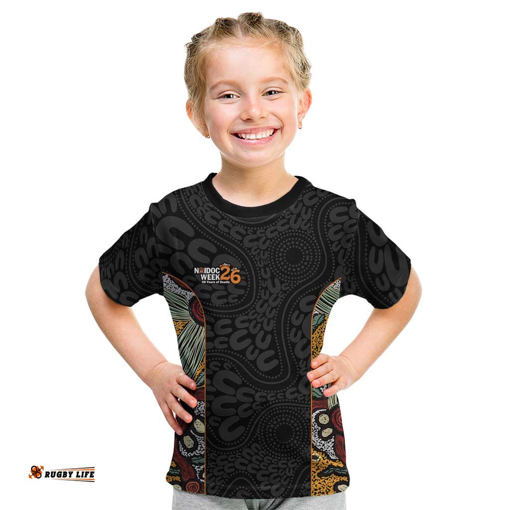 Personalised NAIDOC Deadly 50 Years Kid T Shirt Minimalist Aboriginal Art LT9