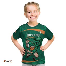 Custom Ireland Rugby Sevens Kid T Shirt Go Champions Irish Shamrock LT14