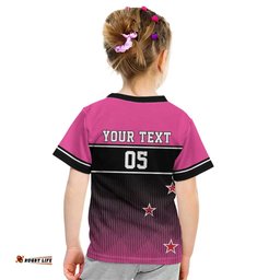 Custom New Zealand Women Cricket Kid T Shirt Pink Simple Style LT05