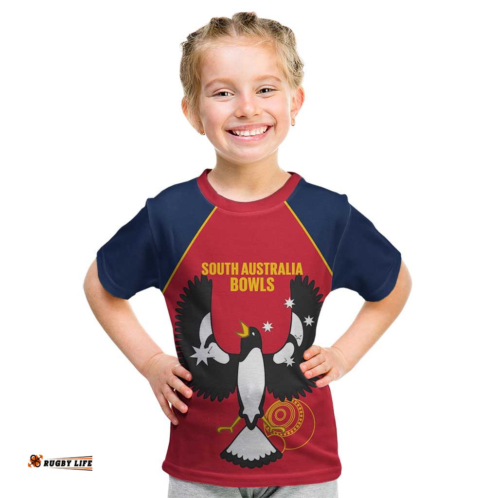 Custom South Australia Bowls Kid T Shirt Go Champions SA Piping Shrike LT14
