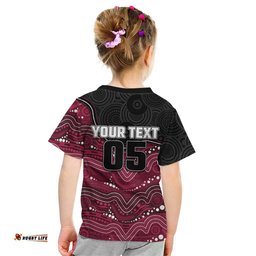 Custom Sea Eagles Kid T Shirt Bird Mascot With Aboriginal Indigenous DT05