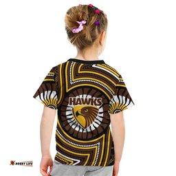 Hawthorn Hawks Kid T Shirt Indigenous Monochrome Dot Art Mascot Style TS04