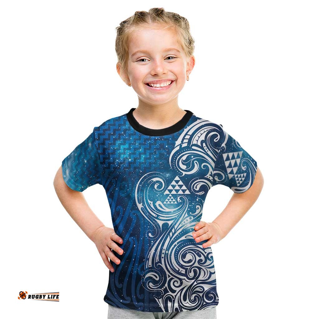 Matariki Galaxy Kid T Shirt Maori Taniko Pattern LT9