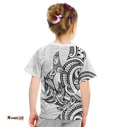 New Zealand Hammerhead Shark Kid T Shirt Maori Haehae Mangopare White LT14