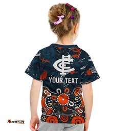 Personalized Carlton Blues Kid T Shirt Aboriginal Dot Painting Graffiti Style TS04