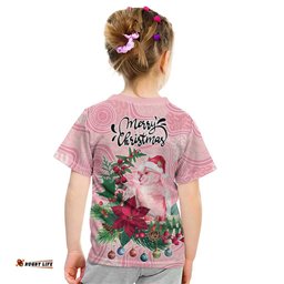 Watercolor Pink Galah Flowers Kid T Shirt Australia Christmas Vibes LT9