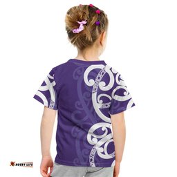 Violet Green Maori Kid T Shirt Koru Kowhaiwhai LT7