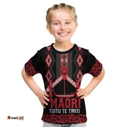 Toitu Te Tiriti Waitangi Kid T Shirt Black Wharenui House LT9