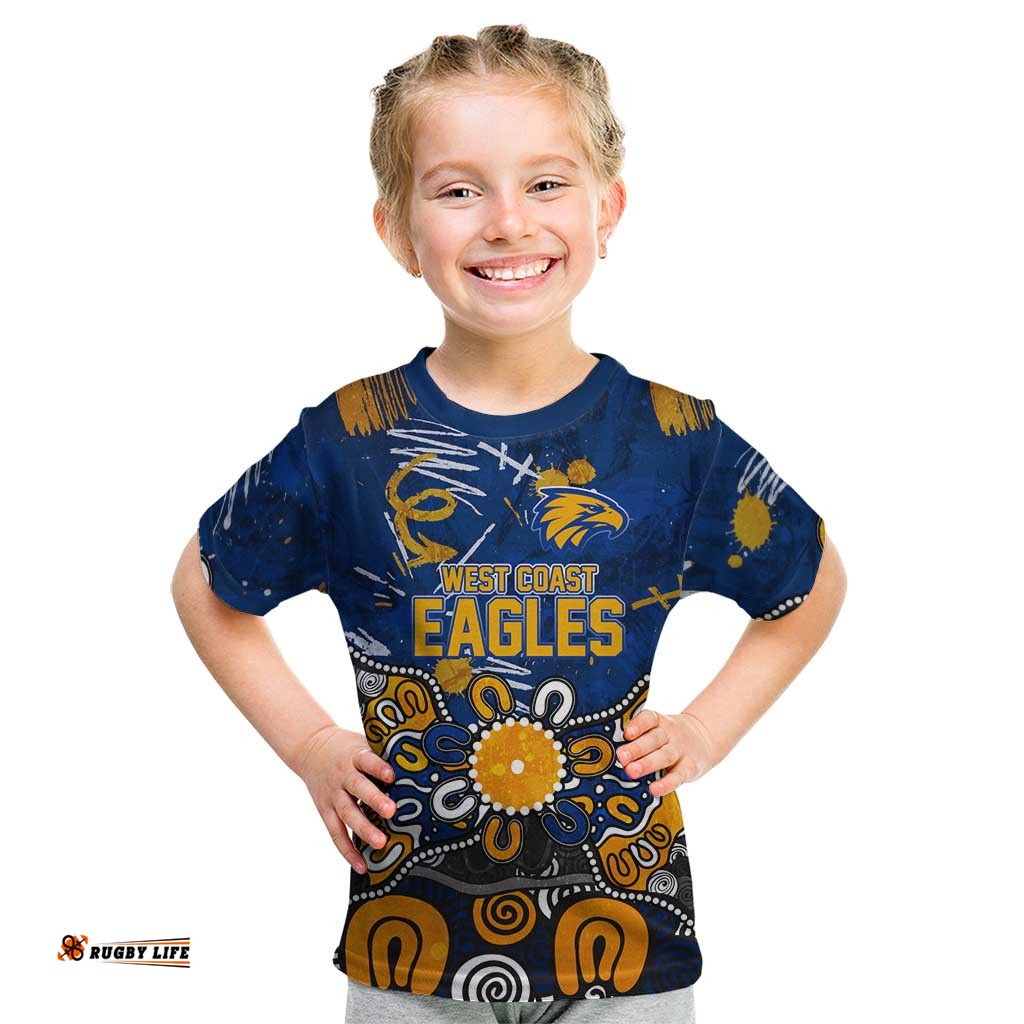 Personalized West Coast Eagles Kid T Shirt Aboriginal Dot Painting Graffiti Style TS04