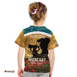 Personalised Wallabies ANZAC Day Kid T Shirt Last Post Poppy Lest We Forget LT14