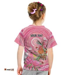 Personalized Pink Galah Aboriginal Dot Art Kid T Shirt Australias Breast Cancer Awareness LT9