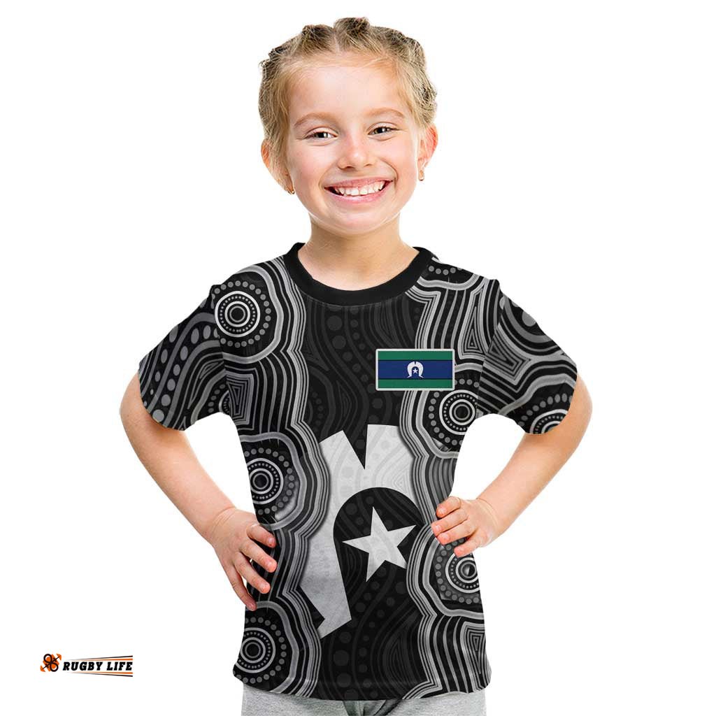 Torres Strait Islander Kid T Shirt Flag Feather Headdress Indigenous Dotwork Tribal Art TS04