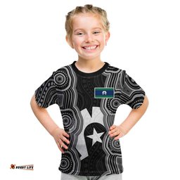 Torres Strait Islander Kid T Shirt Flag Feather Headdress Indigenous Dotwork Tribal Art TS04