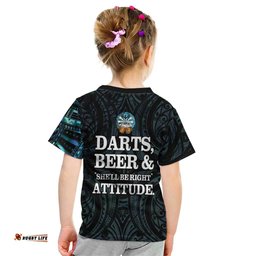 Personalized New Zealand Darts Beer Kid T Shirt Paua Shell Aotearoa Maori Tattoo LT14