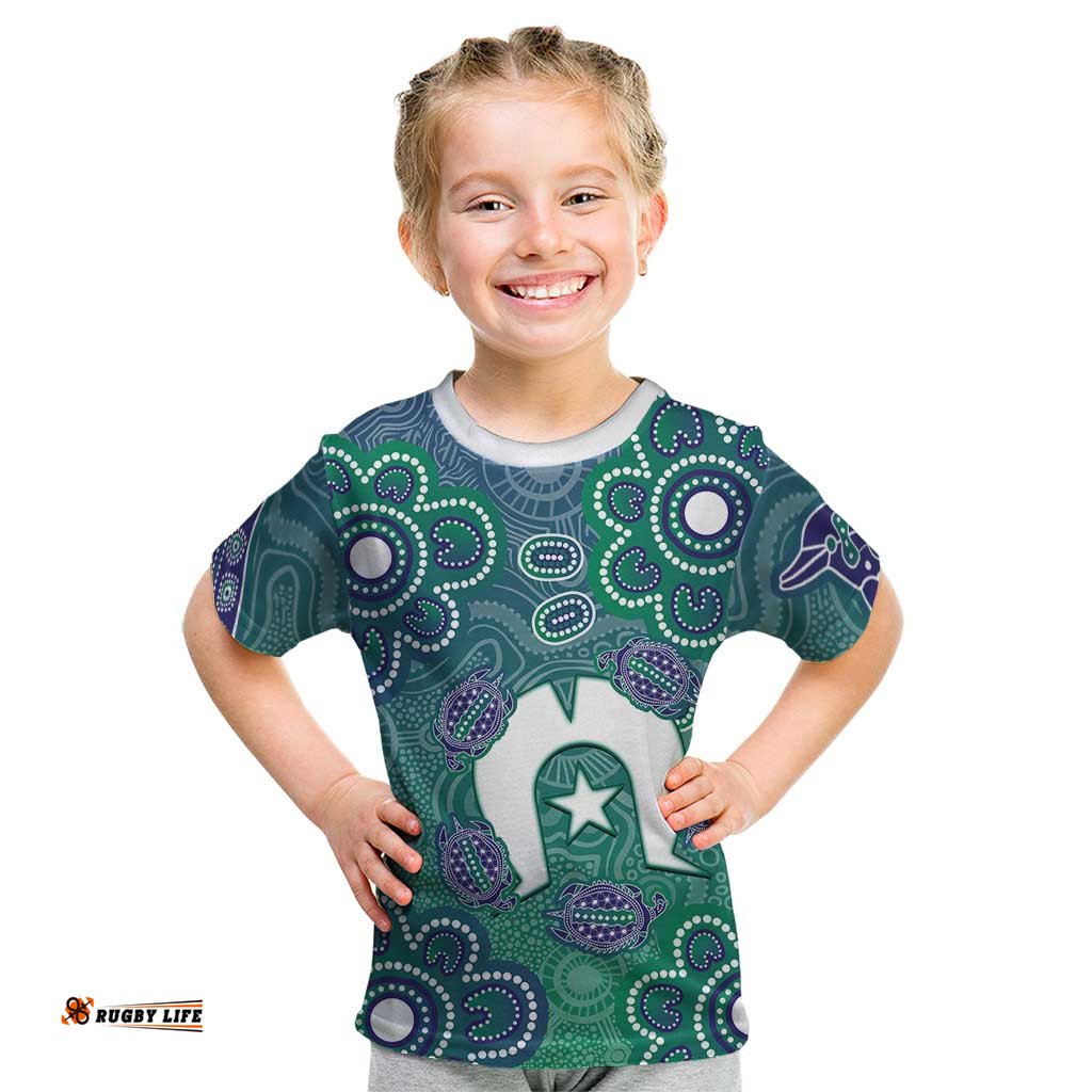 Sea Turtle Torres Strait Islands Kid T Shirt Pacific Indigenous Australian Oceanic Dot Art TS04