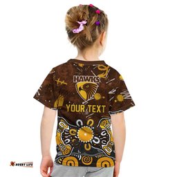 Personalized Hawthorn Hawks Kid T Shirt Aboriginal Dot Painting Graffiti Style TS04