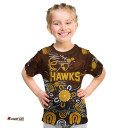 Personalized Hawthorn Hawks Kid T Shirt Aboriginal Dot Painting Graffiti Style TS04