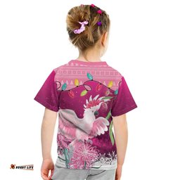 Pink Cockatoo Australia Christmas Kid T Shirt Grevillea Eucalyptus Blossoms LT14