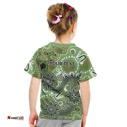Personalised NAIDOC Week 50 Years Deadly Always Kid T Shirt Green Aboriginal Artwork Dot Painting LT9