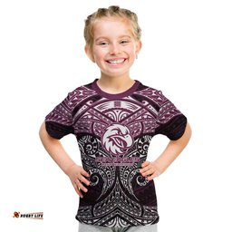 Personalized Manly Warringah Sea Eagles Kid T Shirt Polynesian Tribal Pattern Style TS04