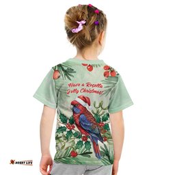 Watercolor Floral Crimson Rosella Kid T Shirt Its Aussie Christmas Time! LT9