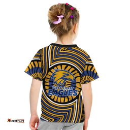West Coast Eagles Kid T Shirt Indigenous Monochrome Dot Art Mascot Style TS04