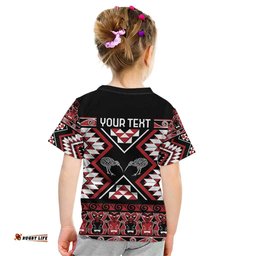 Personalised Taniko Motifs Aotearoa Kid T Shirt Waitangi Kowhaiwhai Kiwi LT7