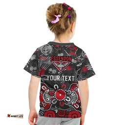 Personalized Essendon Bombers Kid T Shirt Aboriginal Dot Painting Graffiti Style TS04