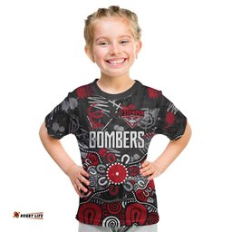 Personalized Essendon Bombers Kid T Shirt Aboriginal Dot Painting Graffiti Style TS04