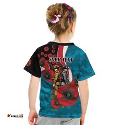 Port Power ANZAC Personalised Kid T Shirt Lest We Forget Poppy Camo LT9