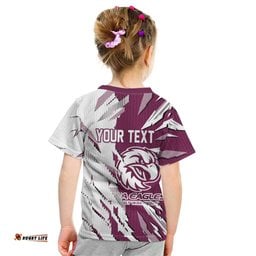 Personalized Manly Warringah Sea Eagles Kid T Shirt Dynamic Lightning Mascot Rugby Australia TS04
