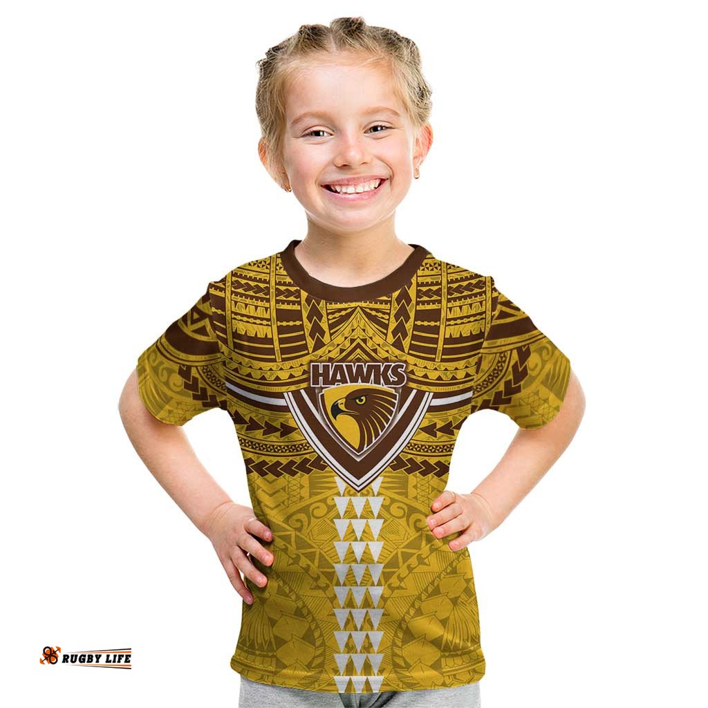 Personalized Hawthorn Hawks Kid T Shirt Polynesian Tribal Pattern Heritage Football TS04