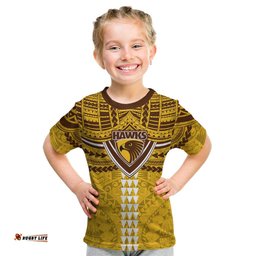 Personalized Hawthorn Hawks Kid T Shirt Polynesian Tribal Pattern Heritage Football TS04