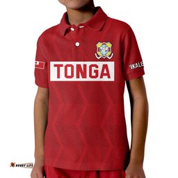 Custom Text And Number Tonga Rugby Sevens Kid Polo Shirt Sporty Style
