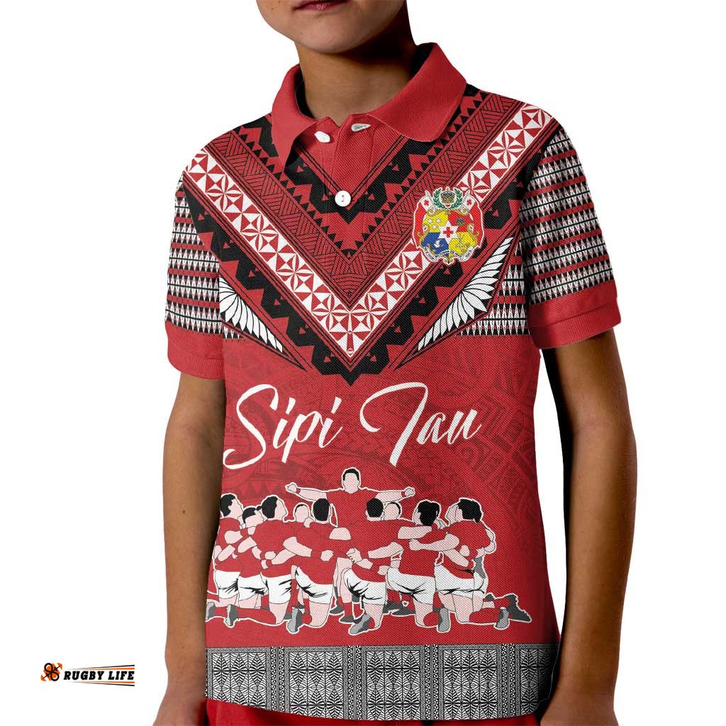Personalised Tonga Rugby Pacific Kid Polo Shirt Ikale Tahi Sipi Tau