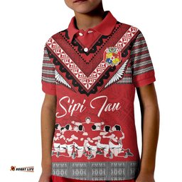 Personalised Tonga Rugby Pacific Kid Polo Shirt Ikale Tahi Sipi Tau