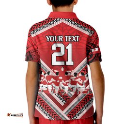 Custom Tonga Rugby Kid Polo Shirt Tonga Sipi Tau Ngatu Tribal Pattern