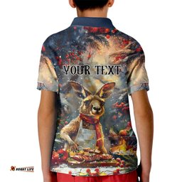 Personalised Kangaroo Chef Christmas in July Kid Polo Shirt