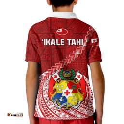 Tonga Rugby Kid Polo Shirt Tongan Ngatu Pattern White Version