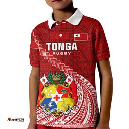 Custom Tonga Rugby Kid Polo Shirt Tongan Ngatu Pattern White Version