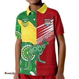 Australia Kangaroos and Mate Maa Tonga Kid Polo Shirt No2