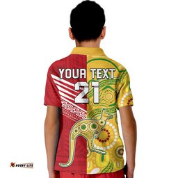 Custom Personalised Australia Kangaroos and Mate Maa Tonga Kid Polo Shirt