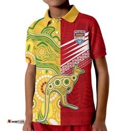 Custom Personalised Australia Kangaroos and Mate Maa Tonga Kid Polo Shirt