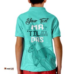 Personalised Matildas Australia Day Kid Polo Shirt Proud To Be Tillies Turquoise Version
